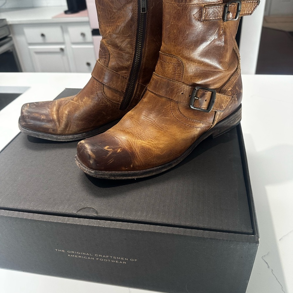 Frye Brown Boots with Rugged Leather and Distressed Finish